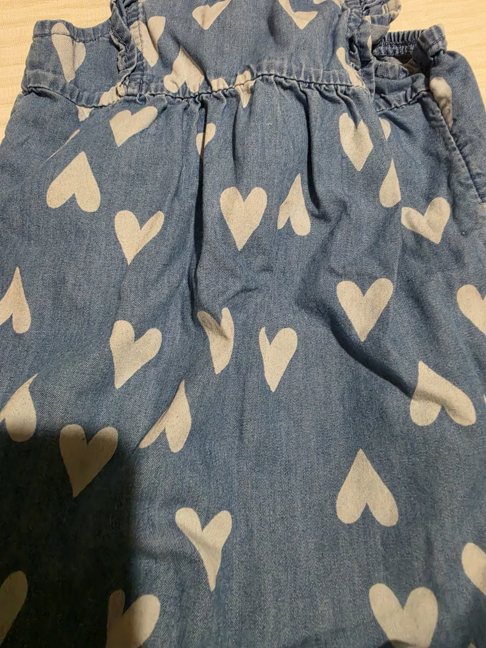 Carter's Blue Denim Heart Print Romper Size 6m